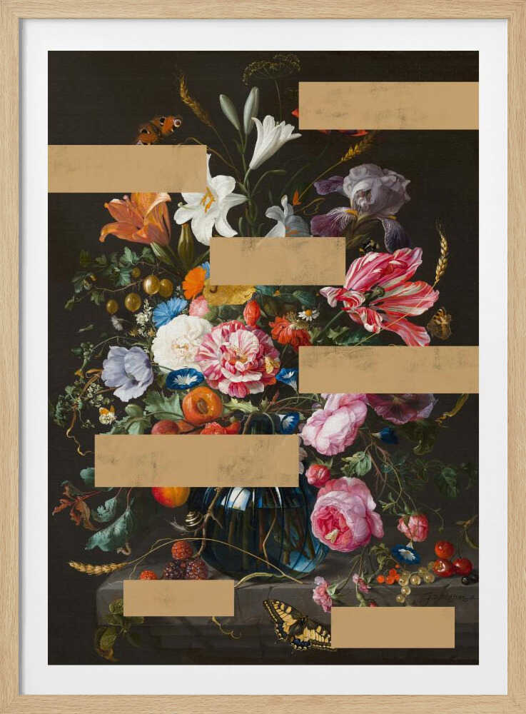 Bouquet of Vintage Oil Painting Flowers, Modern Collage | Poster