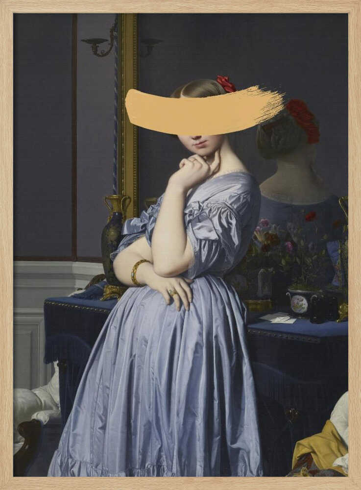 Klassisches Ölgemälde und gelber Farbtupfer | Poster