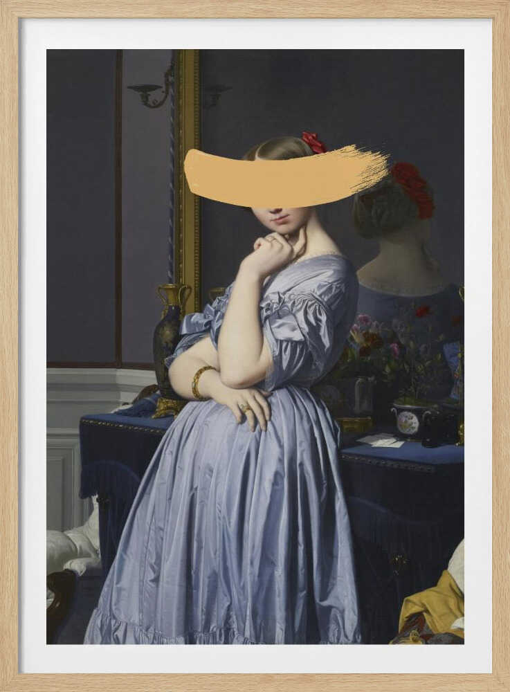 Klassisches Ölgemälde und gelber Farbtupfer | Poster