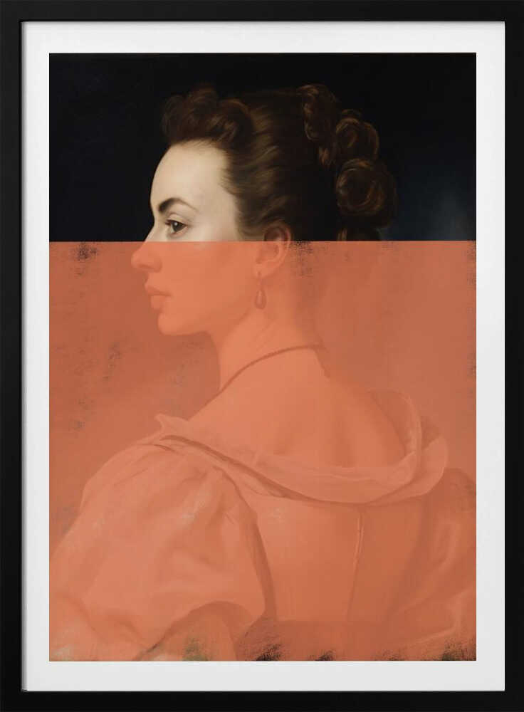 Verändertes Porträt einer Frau in Orange – Moderne Kunst | Poster