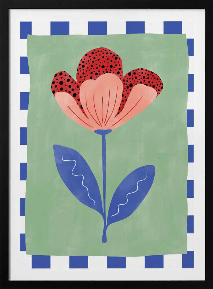 Stylized Flower With Red Petals And Black Dots | Poster