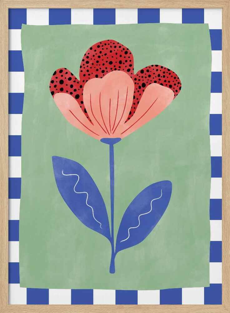 Stylized Flower With Red Petals And Black Dots | Poster