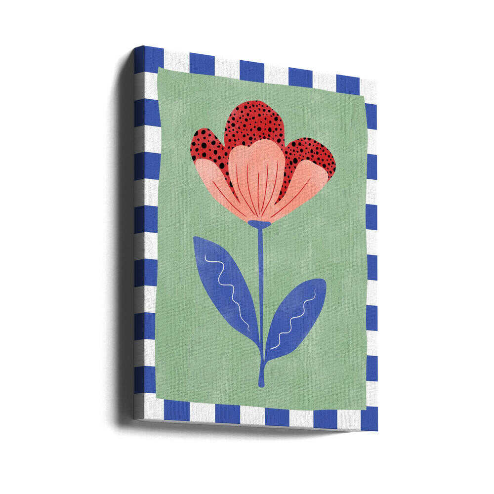 Stylized Flower With Red Petals And Black Dots | Canvas
