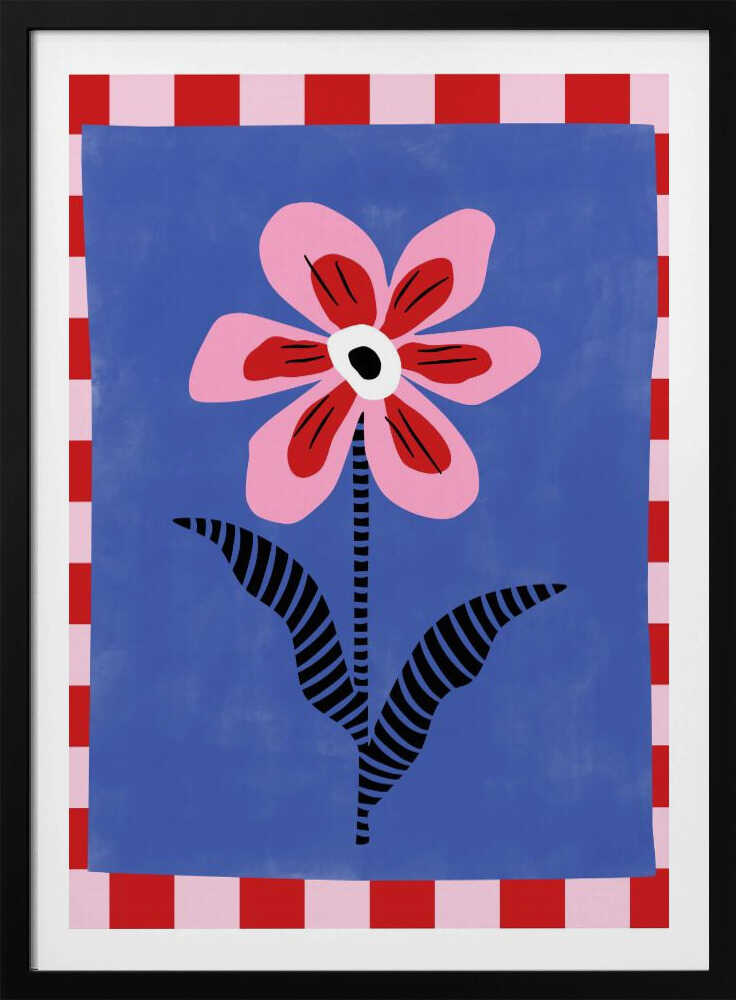 Flower with Pink Petals and Striped Leaves | Poster