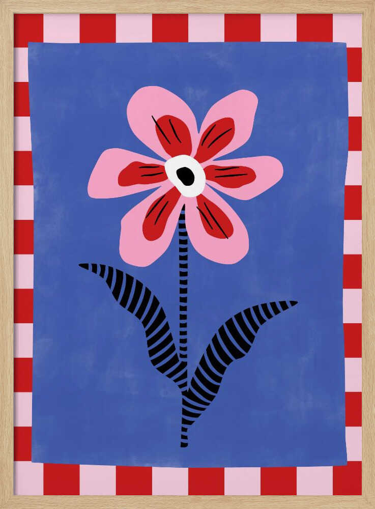 Flower with Pink Petals and Striped Leaves | Poster
