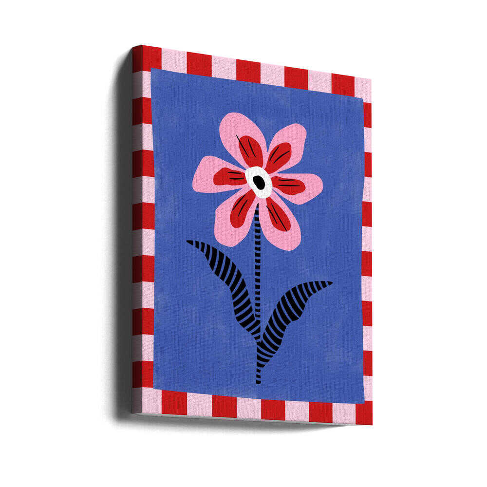 Flower with Pink Petals and Striped Leaves | Canvas