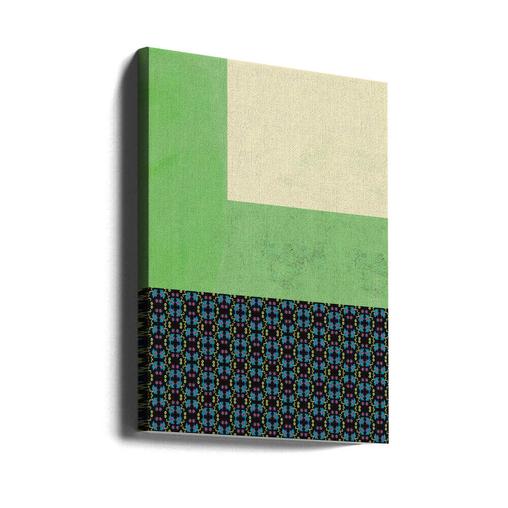 Collage aus Pastellgrün und Nyonya-Muster | Leinwand