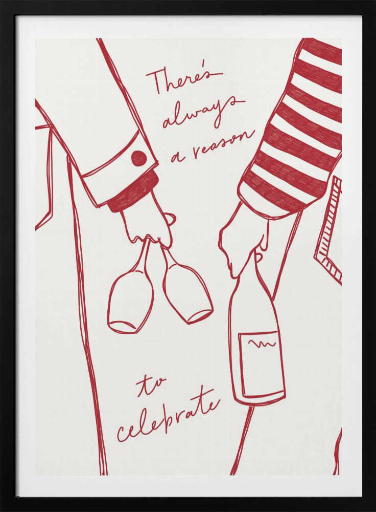 Frau mit Weinflasche und Weinglas (Rotwein) – Weinplakat