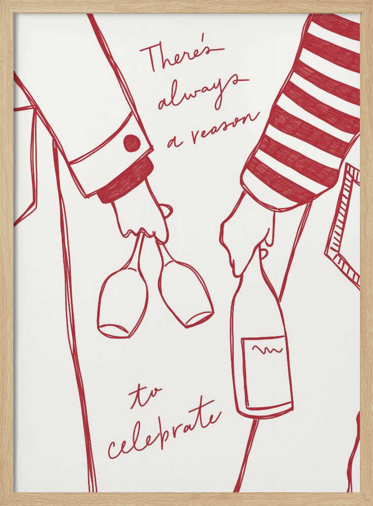 Frau mit Weinflasche und Weinglas (Rotwein) – Weinplakat