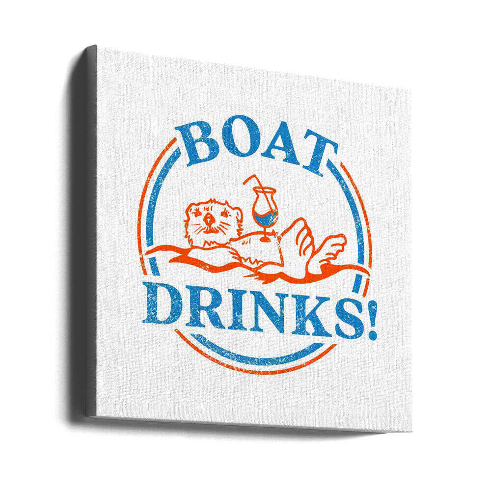 Loutre buvant un cocktail en bateau | Toile