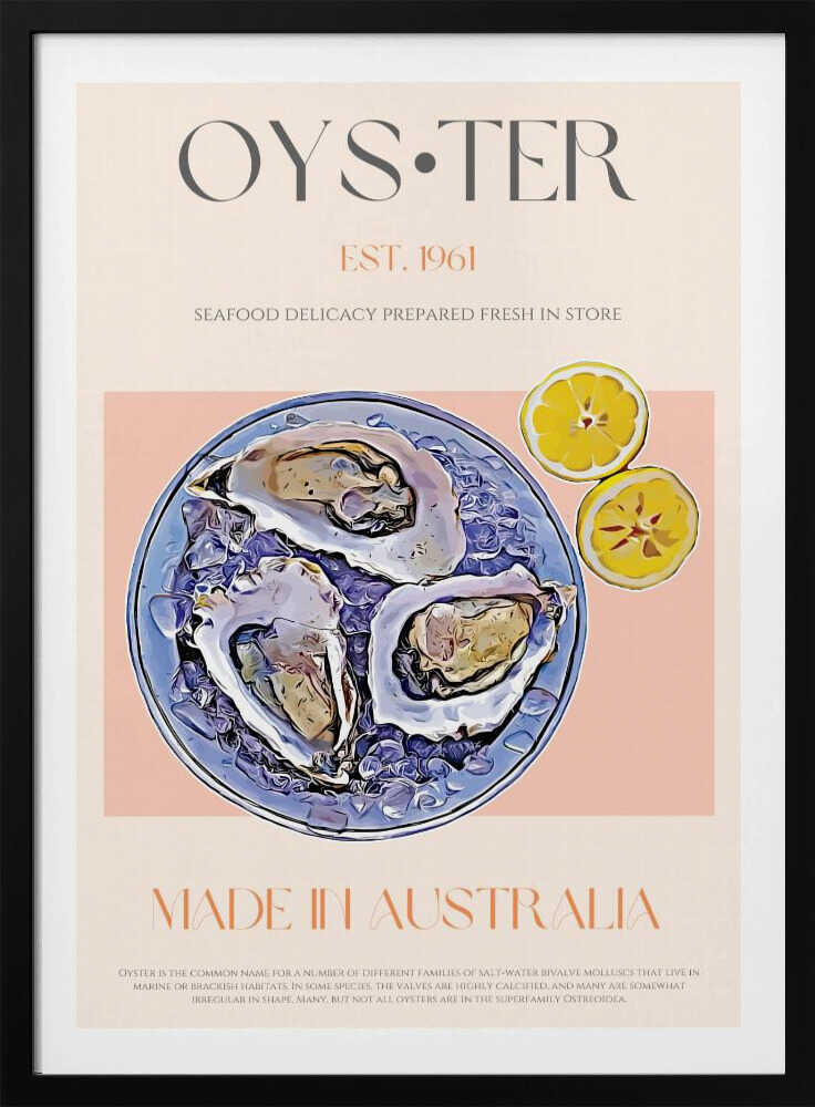 Fresh Oysters with Lemon Slices | Poster