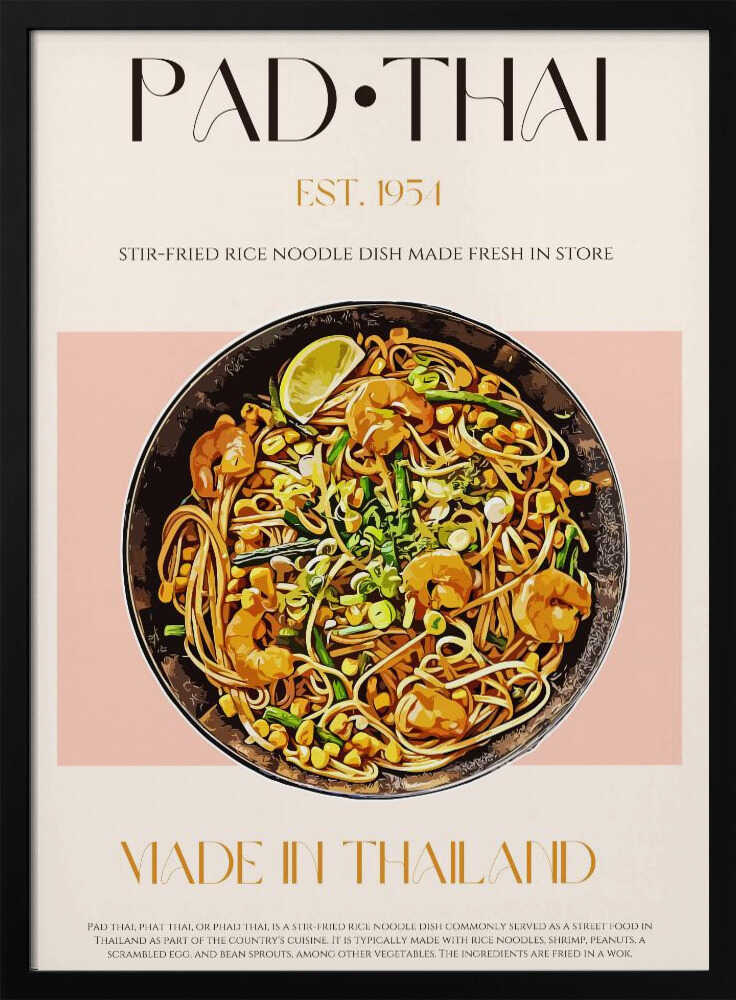 Elegant Illustration of Pad Thai | Poster
