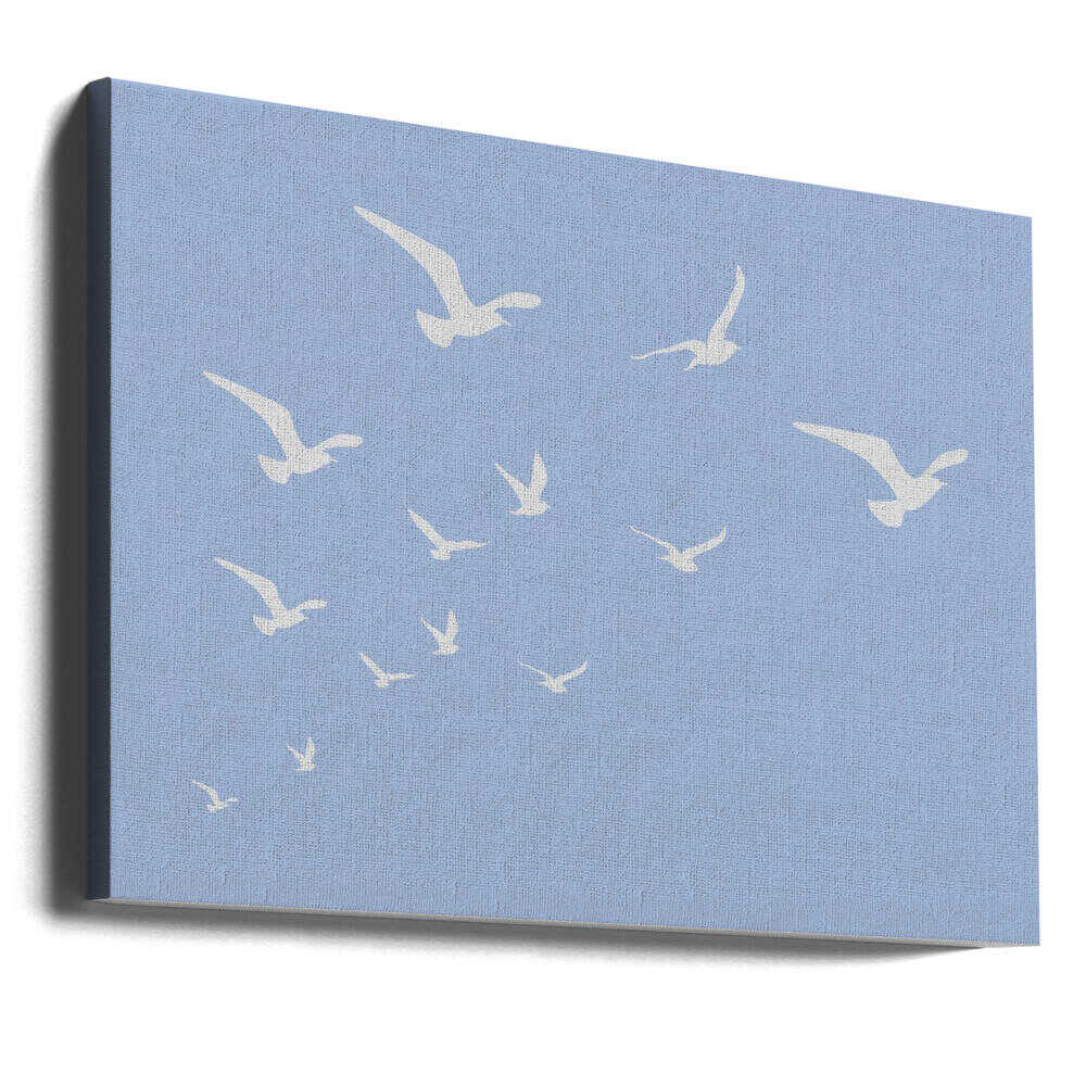 Möwen auf blauem Hintergrund | Leinwand