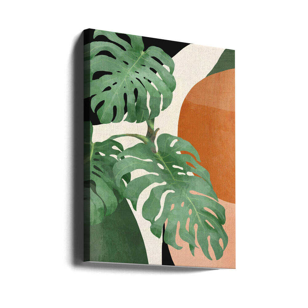 Abstrakte Kunst mit tropischen Blättern | Leinwand