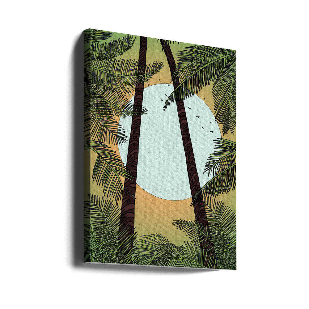 Palmiers et coucher de soleil flamboyant | Toile