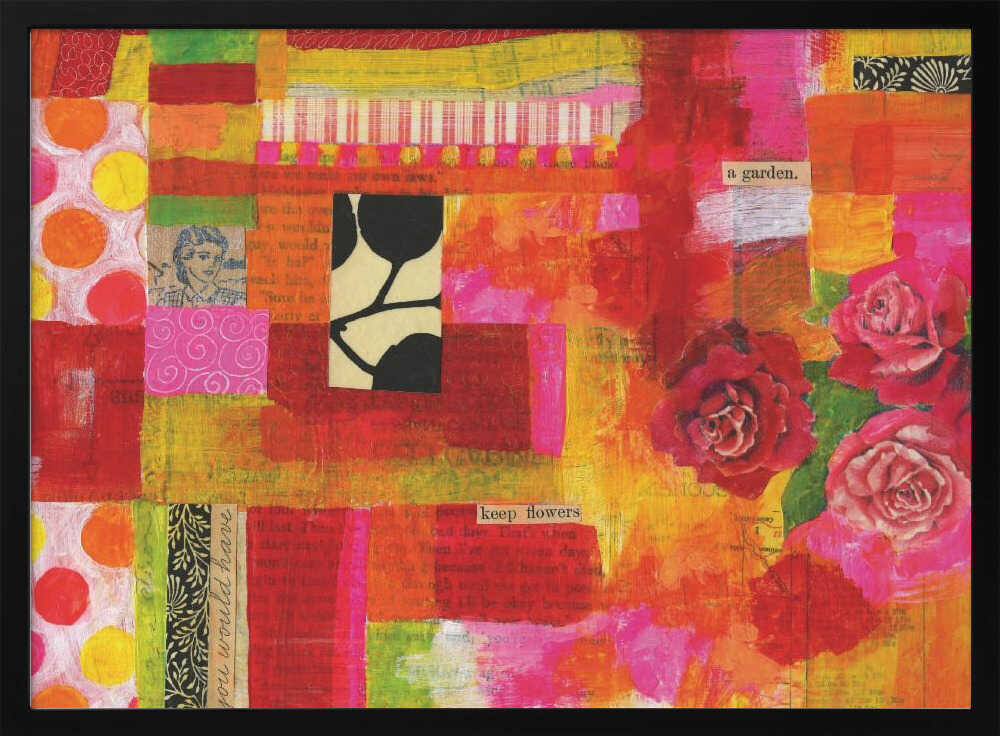 Lebendiges Blütenblatt-Patchwork | Poster