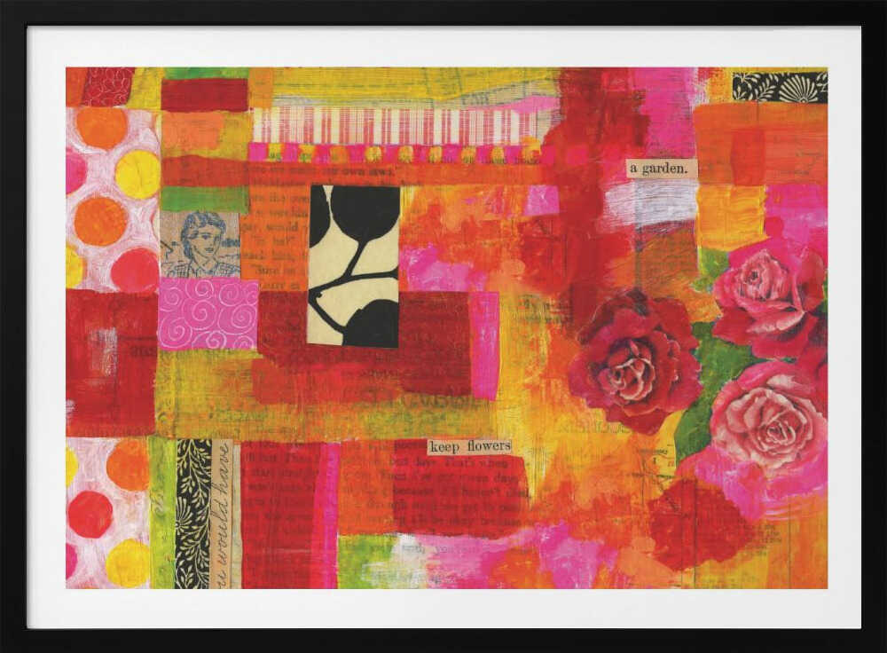 Lebendiges Blütenblatt-Patchwork | Poster