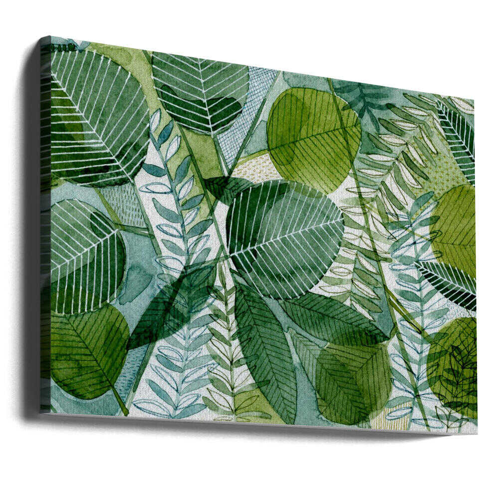 Aufwendiges grünes Blattmuster | Leinwand