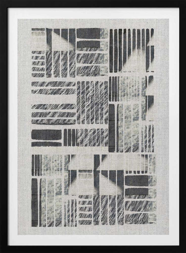 Motifs géométriques aux lignes monochromes texturées | Affiche