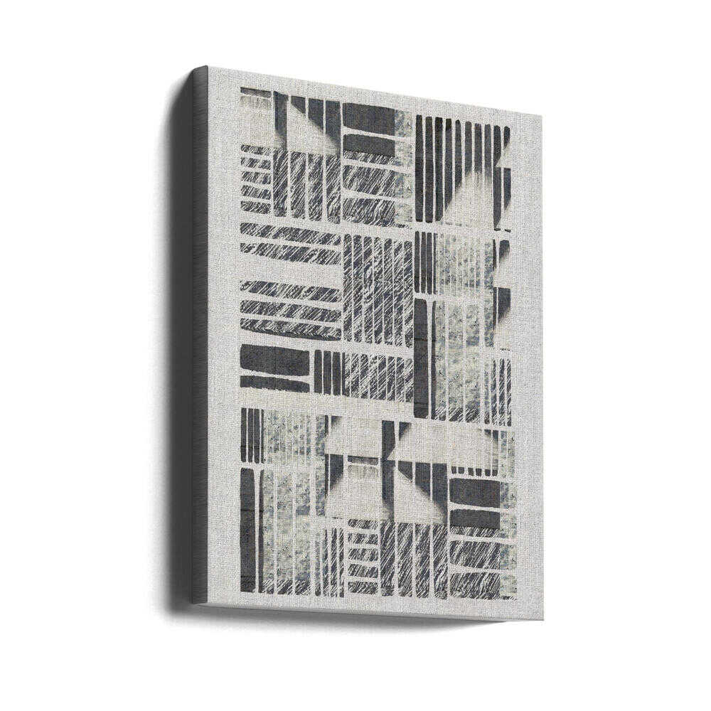 Geometrische Muster mit strukturierten, monochromen Linien | Leinwand