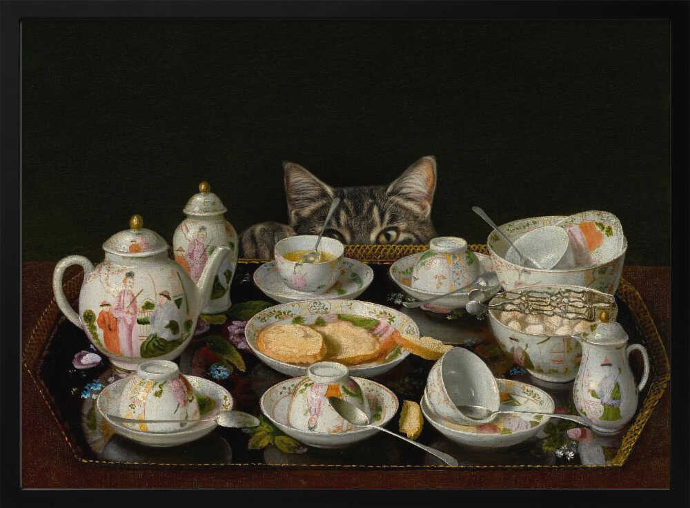 Teeservice mit Katze | Poster