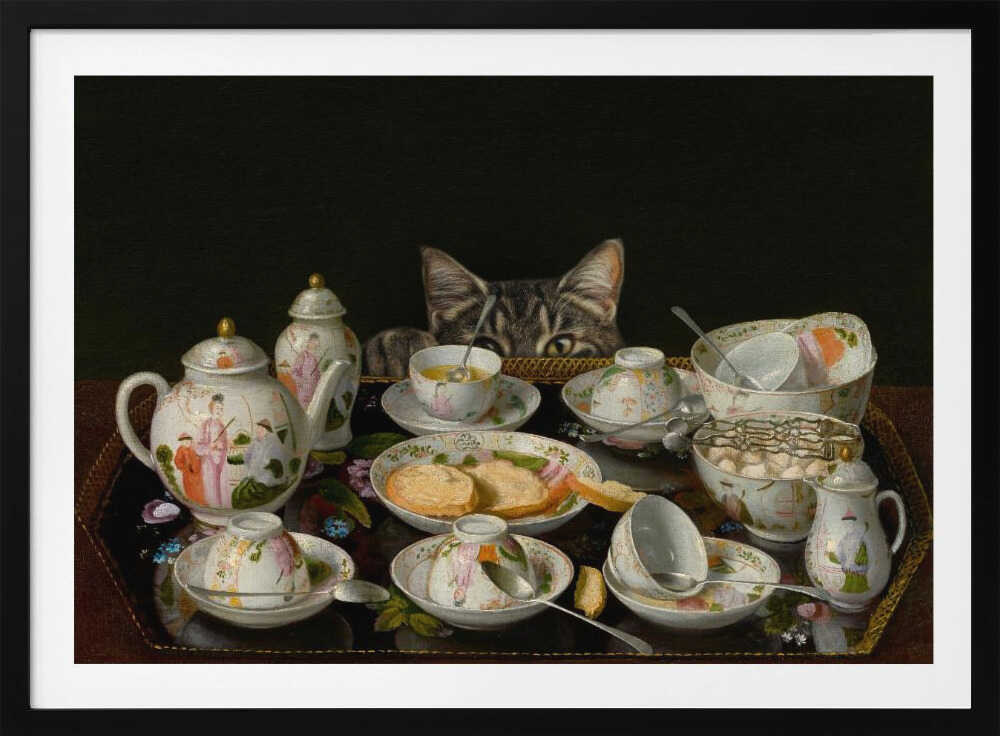 Teeservice mit Katze | Poster