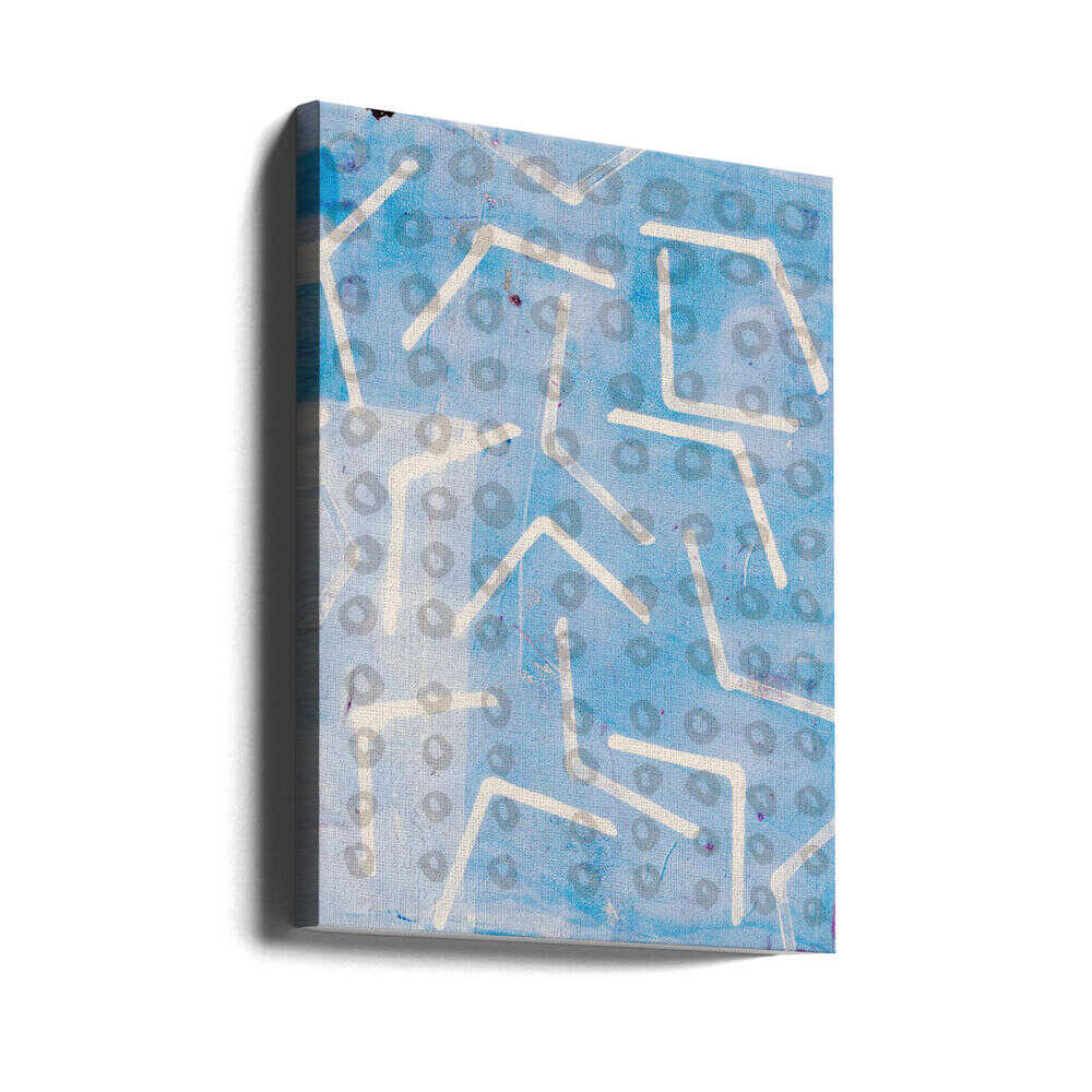 Zeitgenössische abstrakte Kunst in Weiß und Blau | Leinwand