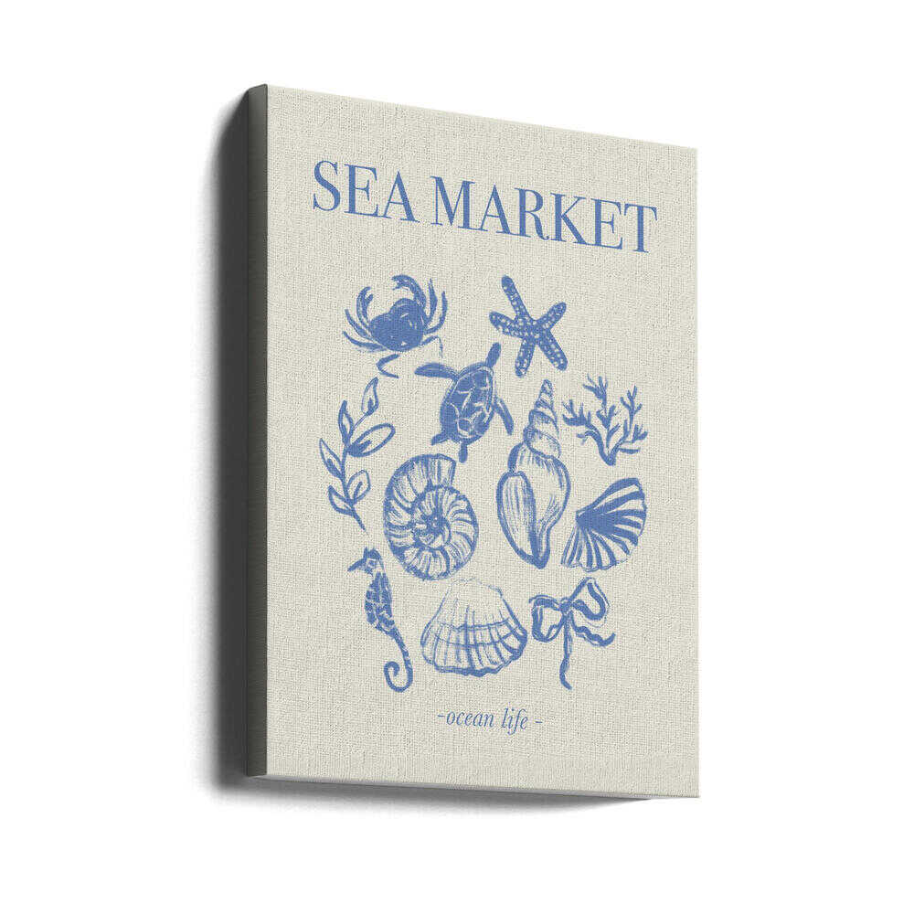 Marché de la mer Bleu Artprint | Toile