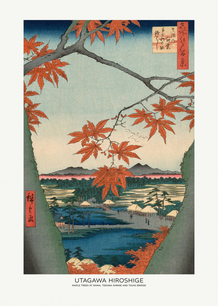 Maple Trees At Mama, Tekona Shrine and Tdugi Bridge | Poster