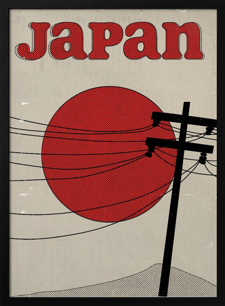Retro Japan Travel Poster | Poster - Black Metal Frame Interior