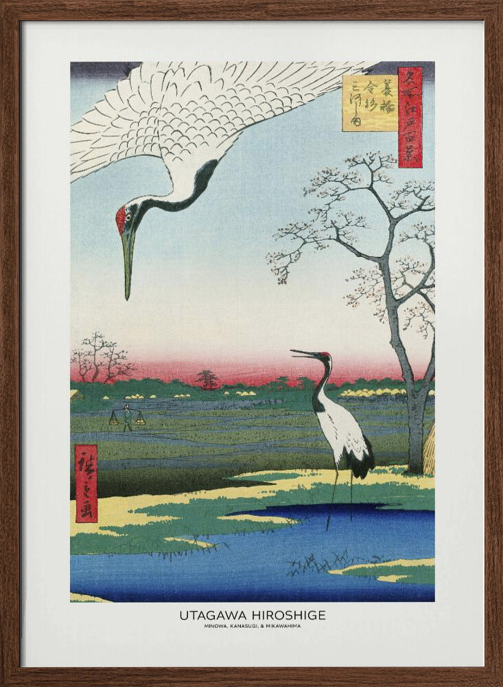 Minowa, Kanasugi, and Mikawashima | Poster - Walnut Frame Interior