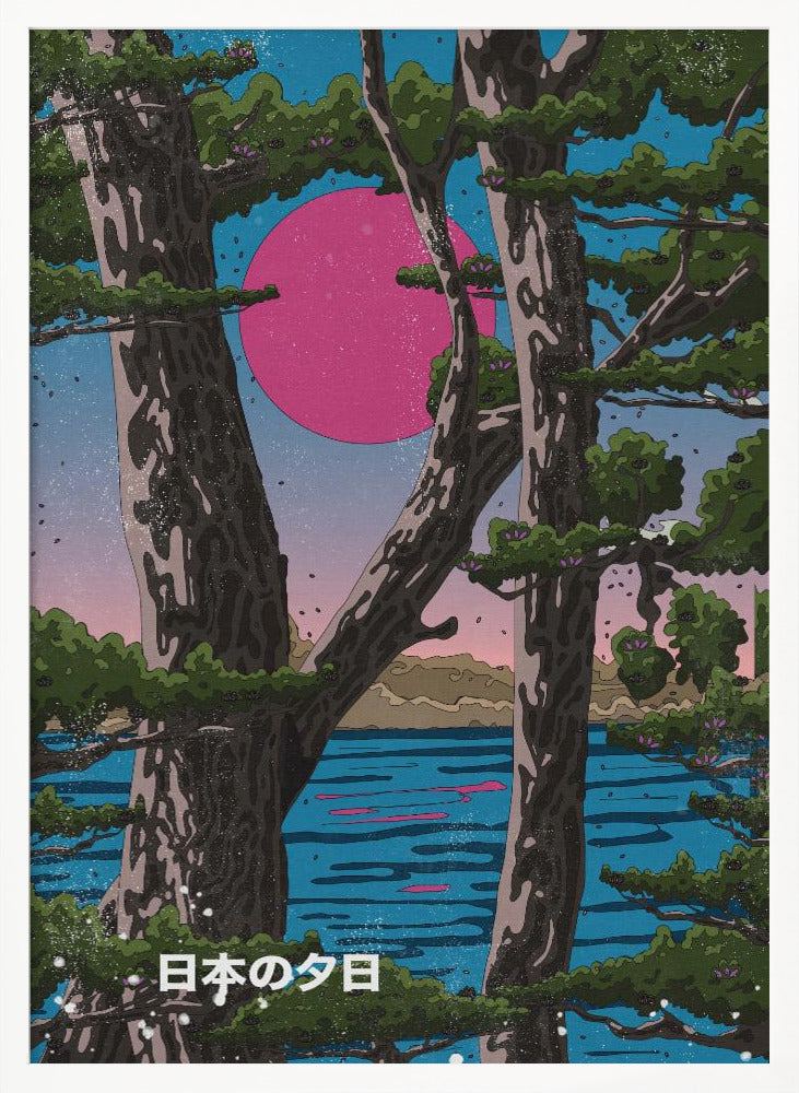 Japan Landscape Sunset | Poster - White Frame Interior