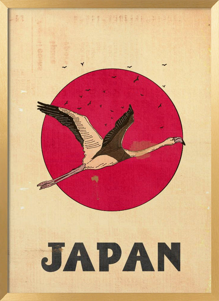 Japan Vintage Travel Poster | Poster - Gold Frame Interior