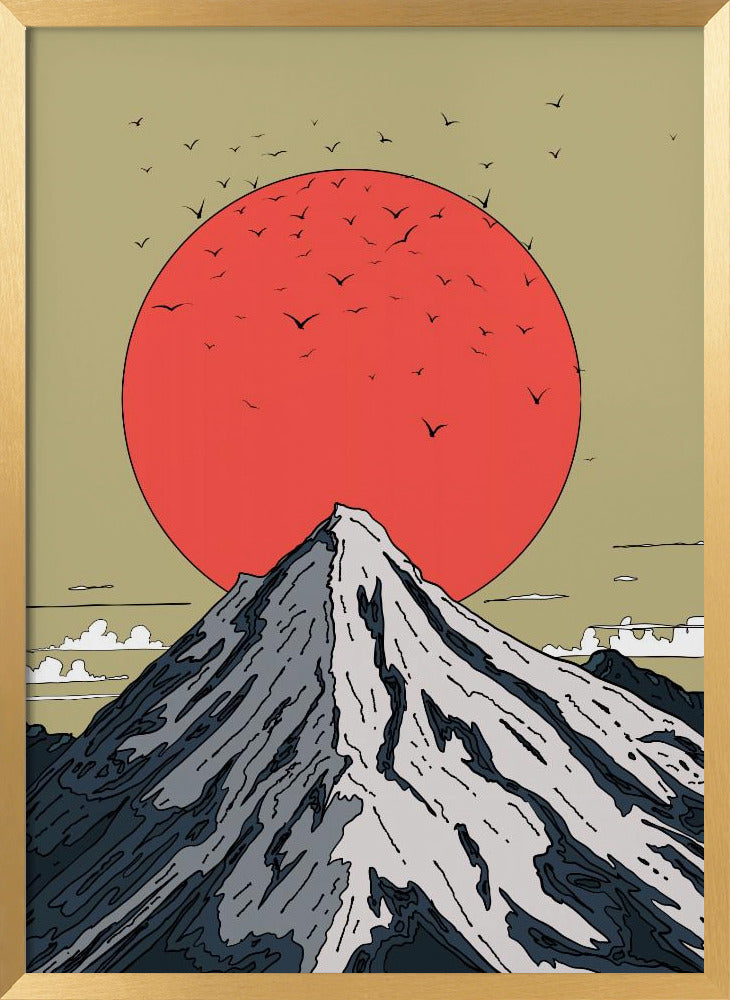 Snow Capped Mountain | Poster - Gold Frame Interior