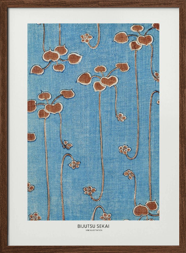Vine Illustration | Poster - Walnut Frame Interior