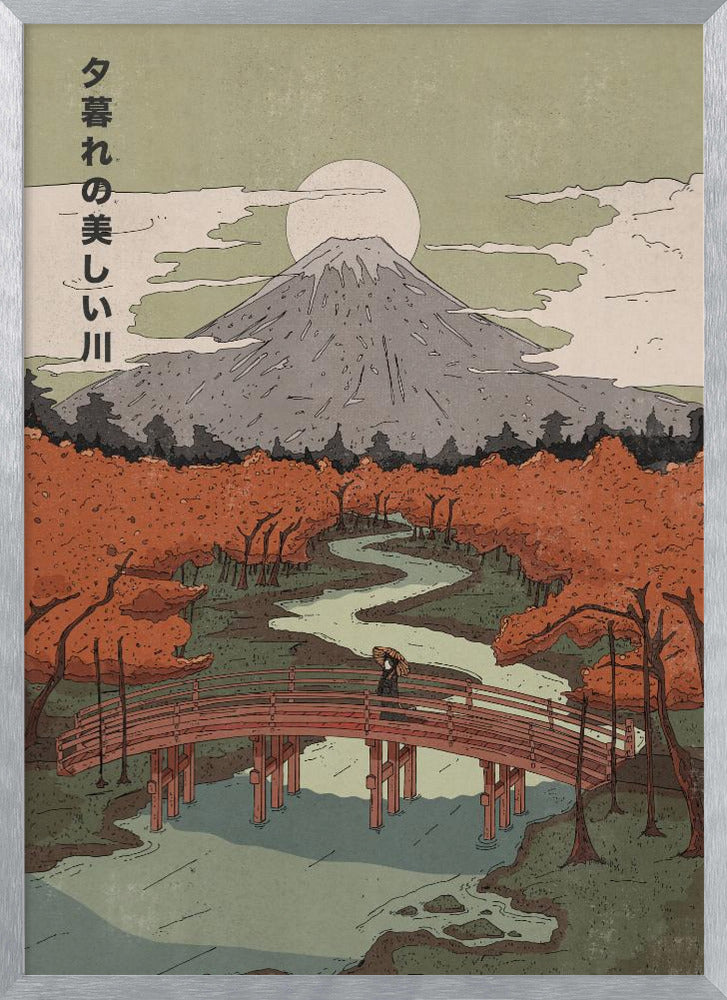 Beautiful River At Dusk | Poster - Silver Frame Interior