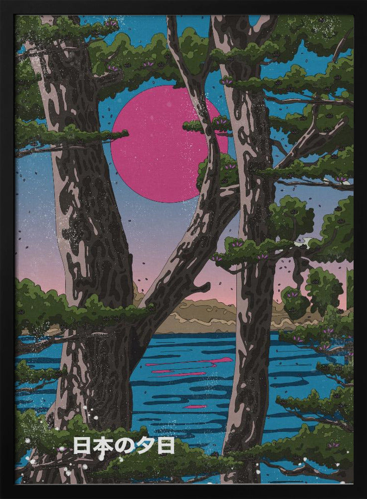 Japan Landscape Sunset | Poster - Black Frame Interior