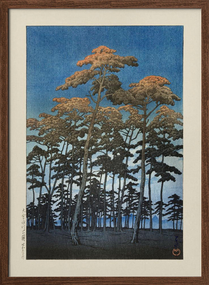 Hikawa Park In Omiya (1930) By Kawase Hasui and Watanabe Shozaburo | Poster - Walnut Frame Interior