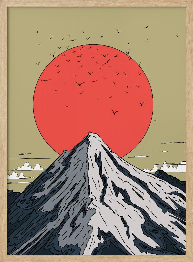 Snow Capped Mountain | Poster - Wood Frame Interior