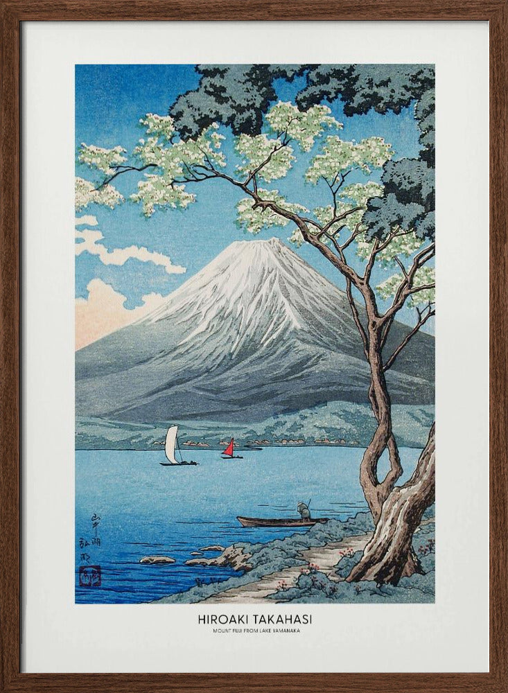 Mount Fuji From Lake Yamanaka | Poster - Walnut Frame Interior