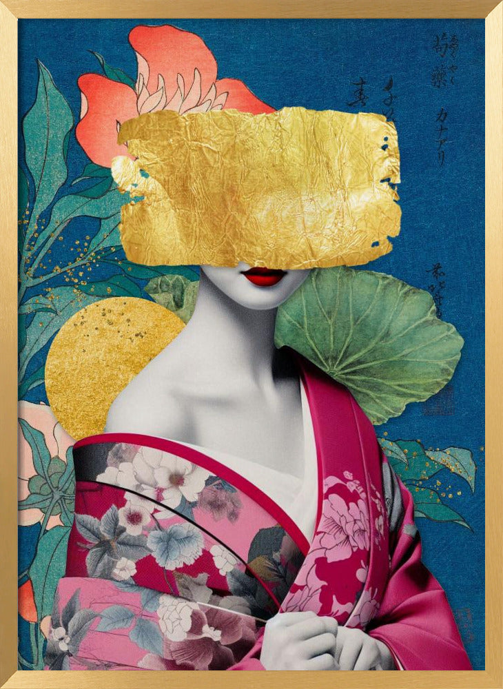 Japanese Collage | Poster - Gold Frame Interior