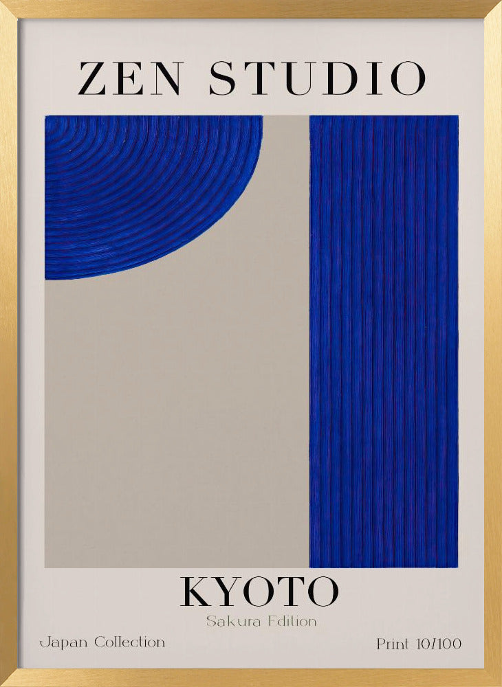 Kyoto Blue Harmony | Poster - Gold Frame Interior