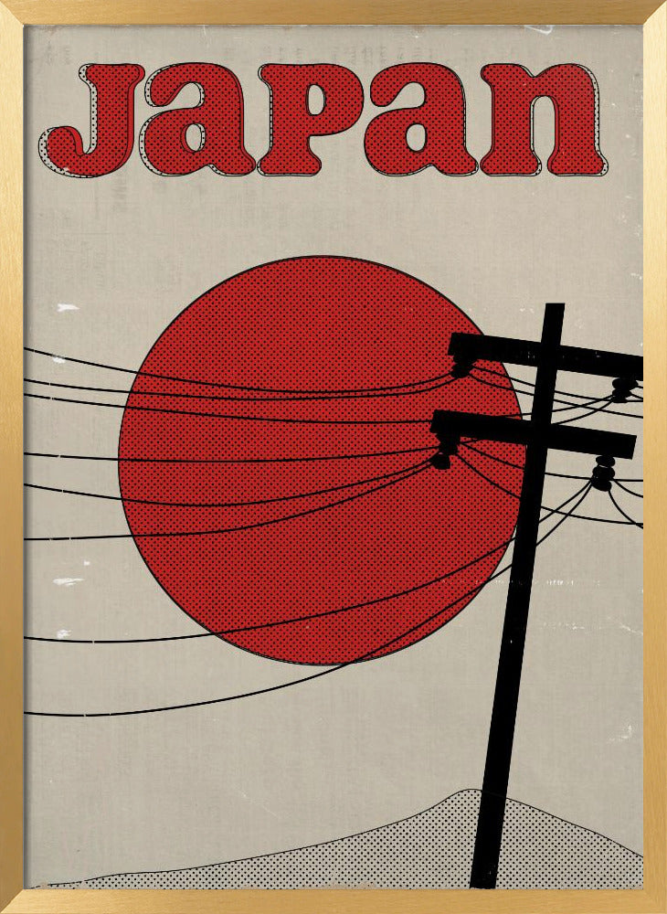 Retro Japan Travel Poster | Poster - Gold Frame Interior