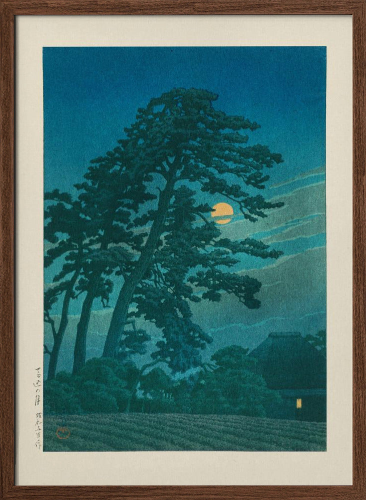 Moon At Magome | Poster - Walnut Frame Interior
