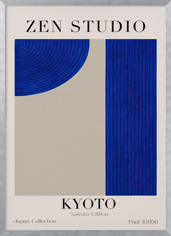 Kyoto Blue Harmony | Poster - Silver Frame Interior