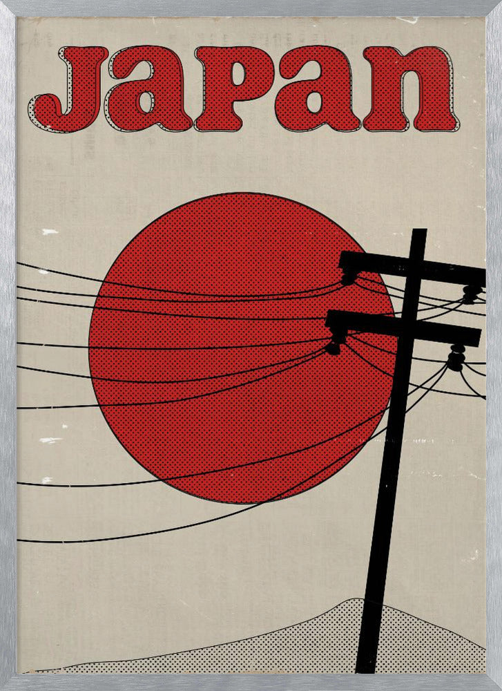 Retro Japan Travel Poster | Poster - Silver Frame Interior