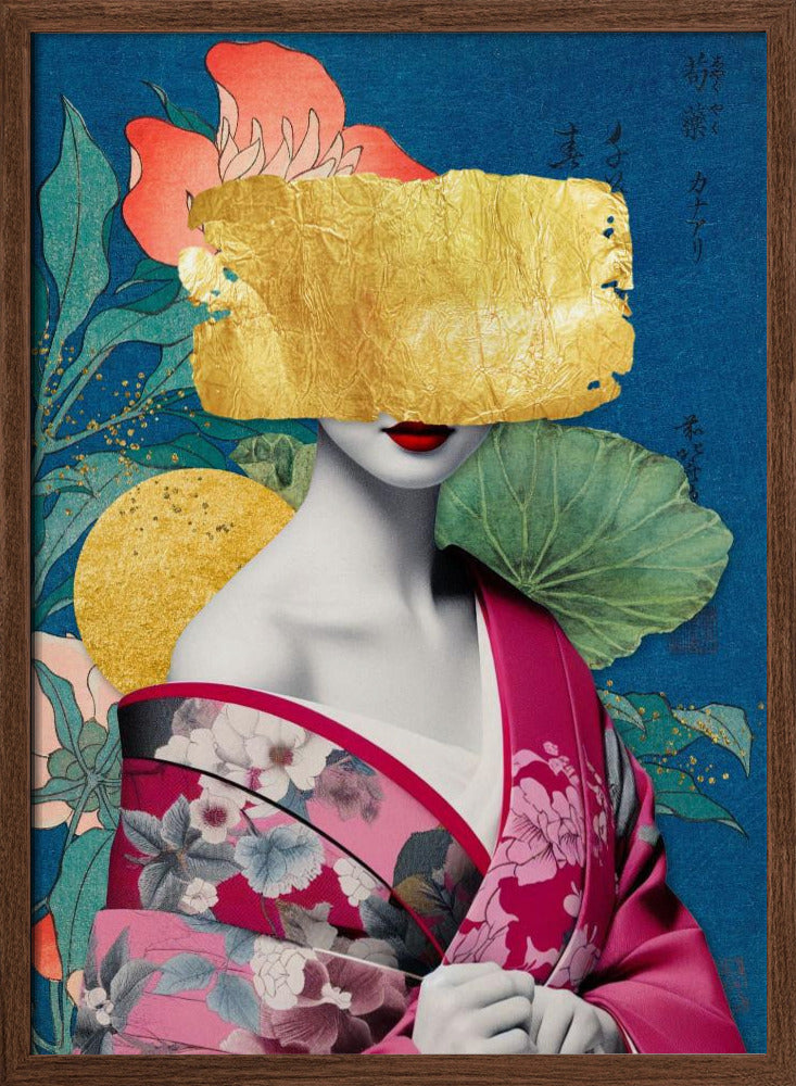 Japanese Collage | Poster - Walnut Frame Interior