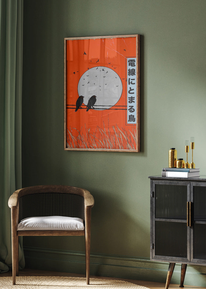 Birds Perched on a Wire | Poster - Room Interior 2