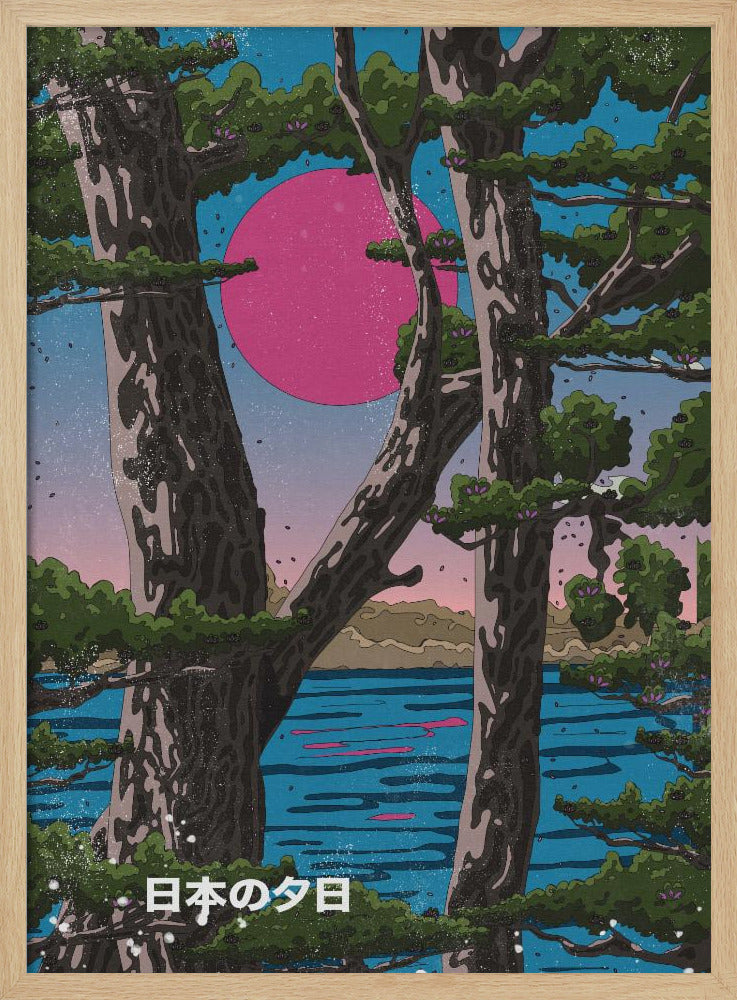 Japan Landscape Sunset | Poster - Wood Frame Interior
