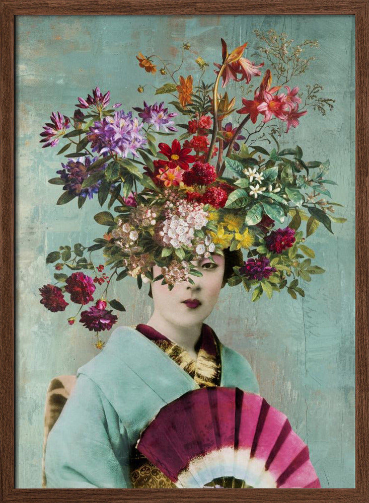 Botanical Japanese | Poster - Walnut Frame Interior